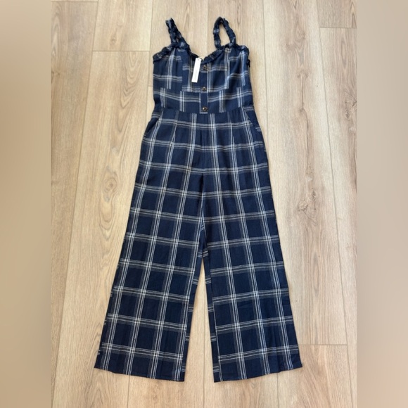 Crescent Navy Checkered Jumpsuit - Picture 1 of 10